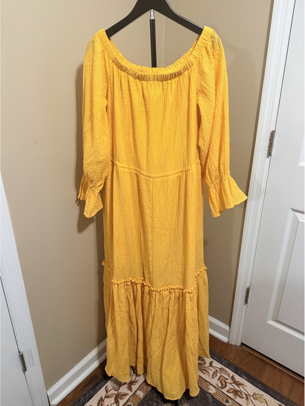 Scoop Marigold Yellow Tiered Off Shoulder Maxi Dress Size L (12-14)
